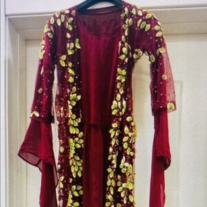 Embellished Red and Gold Dress